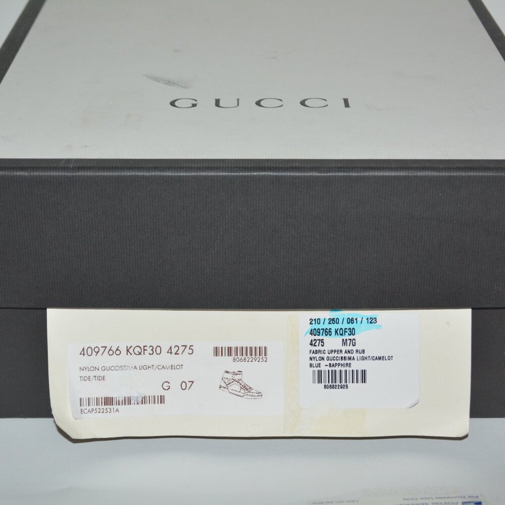 NIB GUCCI GG GUCCISSIMA MENS HITOP NYLON LEATHER SNEAKERS - Picture 12 of 12